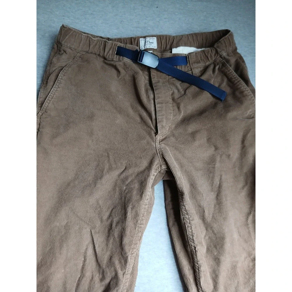 J Crew Pants Mens Medium Belted Corduroy Straight Leg Stretch Comfort Preppy